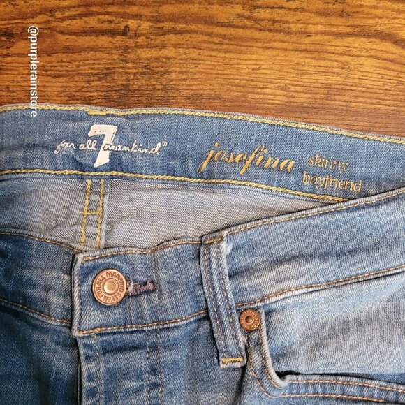 7 For All Mankind Jeans 28 Josefina Skinny Boyfriend Mid Rise Button Fly Stretch - Picture 5 of 13